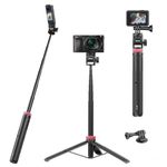 59Inch/146cm Selfie Stick Tripod for Go pro ULANZI MT-71 Long Extendable Vlog Handle Portable Lightweight Tripod Stand Compatible with Go pro Hero 12/11/10/9/8/7 Insta360 One XR/RS/GO DJI Action