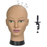 Ba Sha Afro Professional Cosmetology Bald Mannequin Head for Making up,Making Wigs, Wigs,Glasses with Free Table Clamp