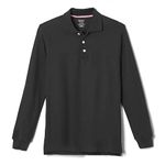 French Toast Boys' Long Sleeve Pique Polo Shirt (Standard & Husky), Black, 10-12