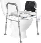 Lotuhill Raised Toilet Seat, Height and Width Adjustable Toilet Seat Risers for Seniors 400lb Cozy Padded Toilet Seat Riser Fits Most Toilet for Elderly, Handicap and Disabled Blackgrey