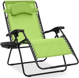 Best Choice Products Oversized Zero Gravity Chair, Folding Outdoor Patio Lounge Recliner w/Cup Holder Accessory Tray, Pillow - Lime Green