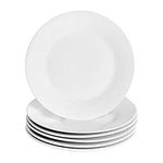 Argon Tableware 6X White Wide Rimmed Dessert/Small Dinner Plate 19cm (7.5") - Desert Serving Dinner Set Bread Plate - Microwave and Dishwasher Safe