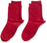 ESPRIT Unisex Kids Foot Logo 2-Pack K SO Cotton Plain 2 Pairs Socks, Pink (Red Pepper 8074), 12-2.5