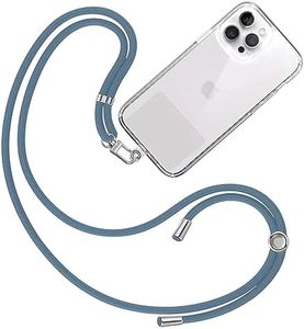 TBOC Cordón Correa Cuerda Universal [Azul] Colgar Funda Teléfono Móvil en Cuello - Cinta Cadena Colgante con Parche de Plástico - Colgador Lanyard con Enganche Llavero Móviles Llaves Accesorios