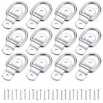 12PCS D Rings Tie Down Anchor for Trailer Truck, Easy to Install 1/4" Trailer Tie Down Anchor, 2400 Pound Capacity D Rings Heavy Duty Trailer tie Downs Ideal for Trucks RV Camper Van Boats (Silver)