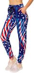 ALWAYS Women's American Flag Jogger Pants - Skinny Fit Premium Soft Lightweight Stretch Pockets Sweatpants USA 1759 2XL