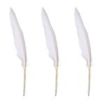 MFUOE White Goose Feather Quill Pens Feather Signing Pen Black Ink for School Office Birthday Party Favor (3)