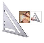 RAVIRANDAL Aluminum Alloy Double Side 90 degree Right Angle Triangle Scale Ruler with Metric Inch Measurement Hand Tool Set Square Triangle Ruler Carpenter Tool