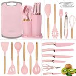 DLD New 29-Piece kitchenware,Cooking Gifts,Non-Stick Pans,Shovels, Spoons,Cutting Utensils,Wooden Handles,Heat-Resistant Silicone,Cutting Boards,Storage Barrels,Kitchen Gadget Sets