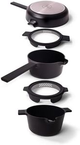 Alva Neat 5 in 1 Black Ceramic Nonstick Cookware Set All in One Space Saving Non Toxic Cookware PFAS, PFOA & PFTE Free, Frying Pan, Sauce Pan, Dutch Oven & Coaster, Pots and Pans Set for Cooking
