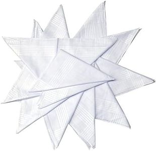 Family Bedding 12 Pack Ladies 100% Cotton Plain White Handkerchiefs With Satin Stripe Border