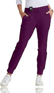 BARCO Grey's Anatomy Scrubs - Kira Scrub Jogger for Women, Yoga Style Mid-Rise Soft Touch Fabric Women's Scrub Pant, Wine, X-Large Petite