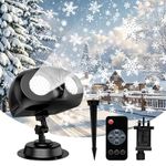 Christmas Projector Lights Outdoor, 2-in-1 Binocular LED Snowflake Projector lights with Remote Control, Waterproof HD Projector Lights, Indoor Outdoor Decoration for Christmas Halloween Party Wedding