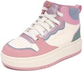 Nautica Girls High-Top Sneakers Lace-Up Trainers Basketball Style Shoes-Karisa Platform-Bone Pink Blue Lilac Size-5