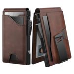 typecase Wallet for Men: Pop Up Card Case, RFID Blocking, Slim, Minimalist, Genuine Leather, Front Pocket, Smart, Thin, Compact, Magnetic Flap Closure - ID Windows, Up to 10 Cards & 15 Bills (Brown)