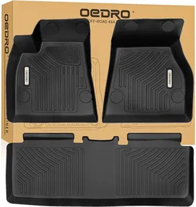 OEDRO Floor Mats Fit for 2015-2020 Tesla Model S, Unique Black TPE All Weather Protection Car Mats Includes 1st and 2nd Row: Front, Rear, Full Set Liners