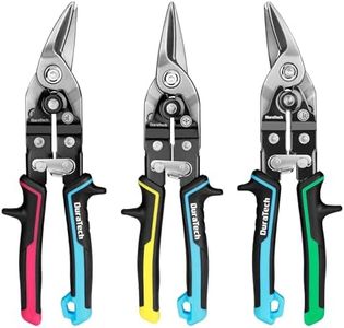 DURATECH 3PCS Aviation Snips Set | 10 Inch Left Straight Right Cut Tin Snips for Cutting Metal Sheet | CR-V Steel Heavy Duty Tin Snips with Visible Cutting Length