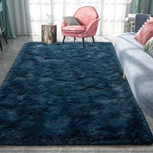 Pacapet Fluffy Large Rugs for Living Room Bedroom, 6x9 Feet Navy Blue Shag Area Rug, Ultra Soft Plush Fuzzy Carpet for Kids Girls Boys Room Nursery Dorm Home Decor