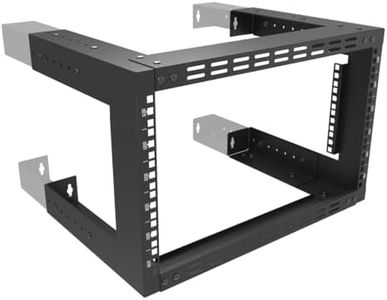 JINGCHENGMEI 6U Wall Mount Rack- 19 Inch Vented Server Rack Open Frame Bracket for AV, IT, Networking Equipments 13"-18" Adjustable Depth Black (6UVented)