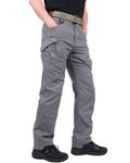 FEDTOSING Tactical Pants for Men with 9 Pockets Cotton Cargo Work Military Trousers Stretch Hiking Combat Rip-Stop Pants (Grey, 38W x 34L)