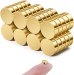 SMARTAKE 40 Pcs Refrigerator Magnets, 6x2mm Small Round Fridge Magnets, Multi-Use Premium Neodymium Tiny Circle Magnets, for Whiteboard, Billboard, Crafts, DIY, Home, Kitchen, Office, School (Gold)