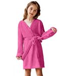 Arshiner Boys Girls Flannel Bathrobes Soft Fuzzy Hooded Robe Sleepwear with Belt for Kids Hot Pink 10-11 Years