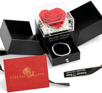 LIFELUM Valentine's Day Gifts for Women Heart Preserved Roses in a Box with Bracelet,Birthday Gifts for Women,Real Eternal Rose Anniversary Set Gifts for Her Luxury Gifts Box for Women Girlfriend Wife