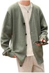 GORGLITTER Men's Oversized Cardigan Casual Button Down Long Sleeve V Neck Sweater Army Green X-Large