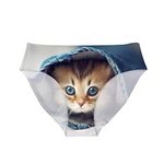 Women Animal Soft Breathable Underwear Hipster Panties Low Rise Bachelorette for Daily Party, Cat, L