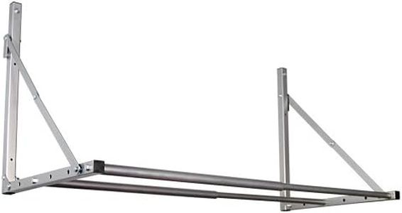 HyLoft 01031 Wall-Mounted Folding Tire Storage Loft Rack, 32 to 48 Inches Wide, Supports 300 Pounds and Folds Flat, Silver