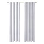 Deconovo, Set of 2 Thermal Blackout Curtains, Thermal Insulation Curtains, Modern Design with Eyelets, For Living Room and Bedroom, White Light Grey, 117 x 229 cm