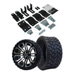 Hardcore Parts 4" Block Lift Kit for YAMAHA G2/G9 Golf Cart with 14" Machined/Black 'LANCER' Wheels and 20"x8.5"-14 STINGER On-Road/Off-Road DOT rated All-Terrain tires