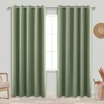 KOUFALL 96 Inch Long Curtains 2 Panel Set,Blackout Extra Wide Thermal Grommet Blacked Out Curtains for Bedroom,72 Inch Wide x 96 Inch Length,Sage Green