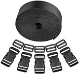 DIY Crafts 2" inch Sets, 5 Buckle 5 Tri-Glide Slide 5mtr Webbing, Flat Side Release Buckles Tri-Glide Slides As Choice Meter Webbing Black Roll(2" inch Sets, 5 Buckle 5 Tri-Glide Slide 5mtr Webbing)