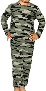 STRETCH IS COMFORT Boy's Cuff Jogger Pants with Crew Neck Top SET Green Camo Small
