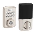 Kwikset Powerbolt 250 10-Button Keypad Satin Nickel Transitional Electronic Deadbolt Door Lock, Featuring Convenient Keyless Entry, Customizable User Codes, Auto Locking