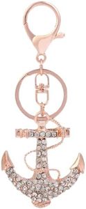 AYHU Rose Gold Tone Cute Anchor Bag Charm Keychain Car Key Chain with Key Rings for Women Girls Gifts, Small, Anchor