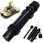 Yeelua Sushi Making Kit, Multifunctional Sushi Maker Bazooka Sushi Roller, Sushi Roll Kit, Sushi Mould for DIY Sushi More Diversified,Vegetable Meat DIY Roll Tool(Black)