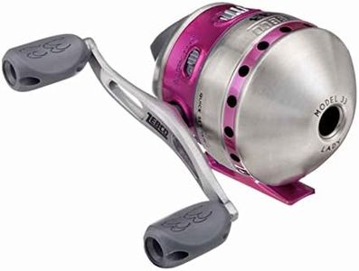 Zebco 33 Spincast Fishing Reel, Size 30 Reel, Changeable Right- or Left-Hand Retrieve, Built-in Bite Alert, Durable All-Metal Gears, Pre-Spooled with 10-Pound Zebco Cajun Fishing Line, Silver/Pink