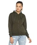 Alan Jones Clothing Women's Cotton Regular Fit Hooded Sweatshirt (Wm17-Ss01-Olive-M_Olive_M)