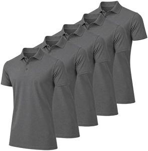 Galaxy by Harvic 5-Pack Men’s Short Sleeve Pique Polo Shirt Modern-Fit with Ribbed Collar and Breathable Cotton-Blend Fabric