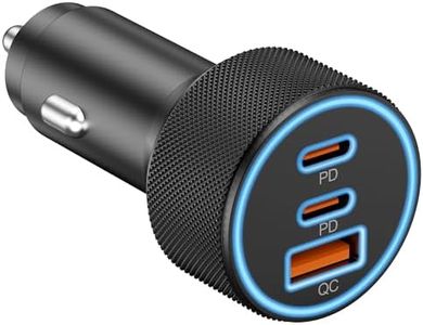 USB C Car Charger, 3-Port 67W Dual USB-C & USB-A Car Power Adapter PD/QC Fast Charging Cigarette Lighter for iPhone 16/15/14/13/12/11/Pro Max, iPad, Samsung Galaxy S25 S24/S23/S22/S21, Pixel, Android