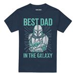 Cotton Soul Star Wars Mandalorian Baby Yoda Best Dad Unisex T Shirt, Navy, Large