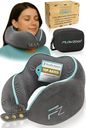 FLOWZOOM Comfy Memory Foam Travel Pillow for Airplane & Car – Adjustable Neck Cushion with 360° Support, Soft, Washable Plush Cover and Compact Mesh Bag - Grey