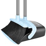 Folews Broom and Dust Pan Heavy Duty, 51 Inch Long Handle Broom and Dustpan Set Commercial Large Broom with Dustpan Combo Set for Lobby Home Kitchen Outdoor Indoor - Blue