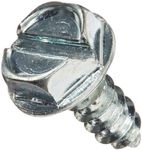 Steel Sheet Metal Screw, Zinc Plated, Hex Washer Head, Slotted Drive, Type AB, 6-20 Thread Size, 3/8" Length (Pack of 100)