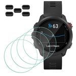 MTHGH Protective film for Garmin Forerunner 245/245 Music Smartwatch screen protector [4 pieces] + anti-dust plug 5 pieces, glass 9H hardness anti-scratch bubble-free ultra-thin armor film