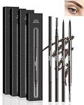 Eyebrow Pencil Dark Brown - 4 Pcs Professional Micro Brow Pencil Kit with, Waterproof Eyebrow Makeup with Dual Ends, Ultra-Fine Mechanical Pencil for Women Eye Makeup - 03