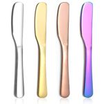 ReaNea Butter Knife Spreader 4 Pcs, Stainless Steel Butter Knives With Titanium Gold, Colorful, Rose Gold, Restaurant-Grade, Smooth Rounded Edge for Butter, Cream Cheese, Appetizers, Jam & Spreads