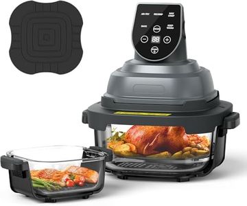 LFGB Certified Glass Air Fryer, 5-in-1 Digital Compact Airfryer, 4QT Space Saving with 6-Cup Lidded Glass Containers, 1500W CE & ROHS Compliant Multifunctional Cooker with Silicone Pad (Black)